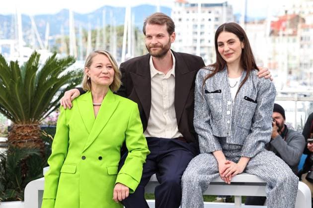 May 16, 2024, Cannes, Alpes-Maritimes, France: The Cannes Film Festival is taking place i Cannes, France from May 14 to 25, 2024. Vic Carmen Sonne, Trine Dyrholm, Magnus Von Horn at the Pigen Med Nalen film Photo Call Cannes France - ZUMAt227 20240516_zip_t227_003 Copyright: xMarinaxTakimotox