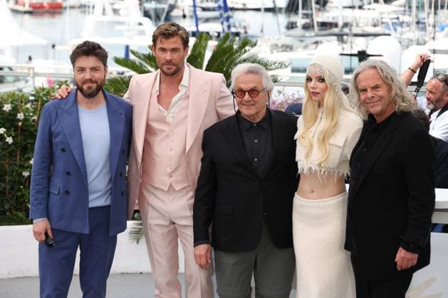 77th Cannes Film Festival Photocall with cast of the film Furiosa a Mad Max saga Tom Burke, Chris Hemsworth, George Miller, Anya Taylor Joy and producer Doug Mitchell 305008 2024 05 16 Cannes France  Copyright: xIsabellexVautierx xStarfacex STAR_305008_054