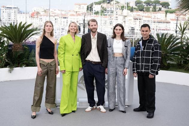 Annual Cannes Film Festival - Pigen Med Nalen - Cannes DN Tessa Hoder, Trine Dyrholm, Magnus von Horn, Vic Carmen Sonne and Besir Zeciri attend Pigen Med Nalen Photocall at the 77th annual Cannes Film Festival at Palais des Festivals on May 16, 2024 in Cannes, France. Photo by David NIVIERE ABACAPRESS.COM CANNES France  Copyright: xNivierexDavid ABACAPRESS.COMx