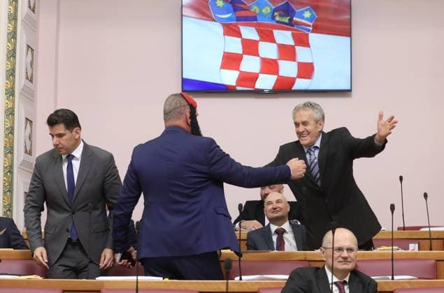 News Bilder des Tages Zagreb: 11th convocation of the Croatian Parliament One month after the parliamentary election, the constituent session of the new, 11th convocation of the Croatian Parliament took place at the headquarters in St Mark Square, in Zagreb, Croatia, on May 16, 2024. RobertxAnic PIXSELL