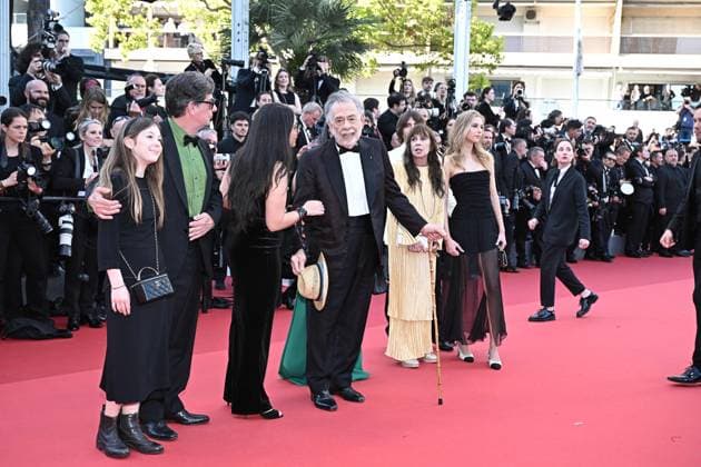Cannes - Megalopolis Screening Roman Coppola, Francis Ford Coppola, Talia Shire, Romy Croquet Mars attending the Megalopolis Red Carpet at the 77th annual Cannes Film Festival at Palais des Festivals in Cannes, France, on May 16, 2024. Photo by David Niviere ABACAPRESS.COM Cannes France  Copyright: xNivierexDavid ABACAPRESS.COMx