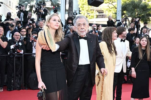 Cannes - Megalopolis Screening Romy Croquet Mars, Francis Ford Coppola, Talia Shire and Jason Schwartzman attending the Megalopolis Red Carpet at the 77th annual Cannes Film Festival at Palais des Festivals in Cannes, France, on May 16, 2024. Photo by David Niviere ABACAPRESS.COM Cannes France  Copyright: xNivierexDavid ABACAPRESS.COMx