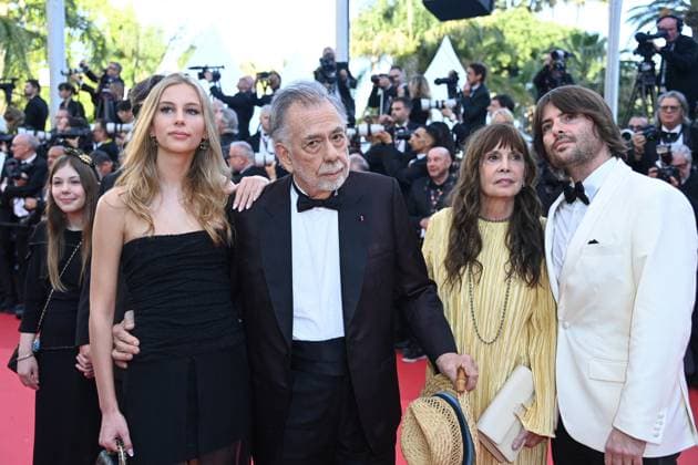 Cannes Megalopolis Premiere Francis Ford Coppola, Romy Croquet Mars, Talia Shire, Robert Schwartzman, Roman Coppola attending the Megalopolis Premiere as part of the 77th Cannes International Film Festival in Cannes, France on May 16, 2024. Photo by Aurore Marechal ABACAPRESS.COM Cannes France  Copyright: xMarechalxAurore ABACAx