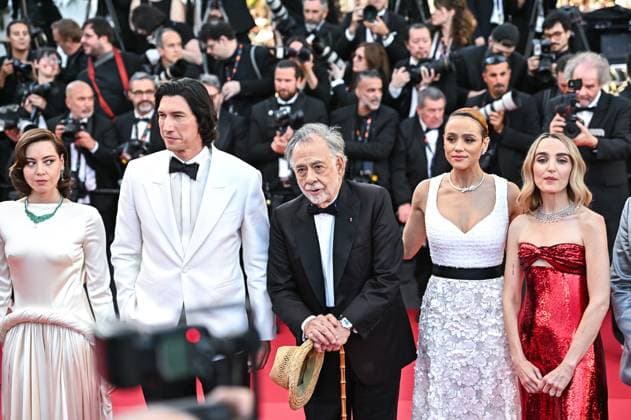 May 16, 2024, Cannes, Lombardy, France: AUBREY PLAZA, ADAM DRIVER, FRANCIS FORD COPPOLA, NATHALIE EMMANUEL and CHLOE FINEMAN attend the Megalopolis Red Carpet at the 77th annual Cannes Film Festival at Palais des Festivals on May 16, 2024 in Cannes, France. Cannes France - ZUMAk160 20240516_zip_k160_003 Copyright: xStefanosxKyriazisx