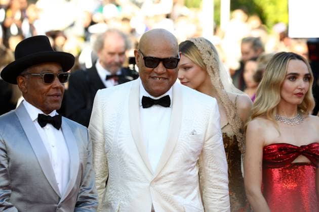 May 16, 2024, Cannes, Cote D azur, France: GIANCARLO ESPOSITO and LAURENCE FISHBURN attend the Megalopolis Premiere screening at the 77th Annual Cannes Film Festival at Palais des Festivals in Cannes, France Cannes France - ZUMAc179 20240516_zep_c179_317 Copyright: xMickaelxChavetx