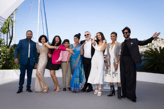 Cannes - The Shameless Photocall Rohit Kokate, Kiran Bhivagade, Auroshikha Dey, Mihir, Mita Vashisht, Konstantin Bojanov, Omara Shetty, Anasuya Sengupta and Tanmay Dhanania attend The Shameless Photocall at the 77th annual Cannes Film Festival at Palais des Festivals on May 17, 2024 in Cannes, France. Photo by Shootpix ABACAPRESS.COM Cannes France  Copyright: xShootpix ABACAx