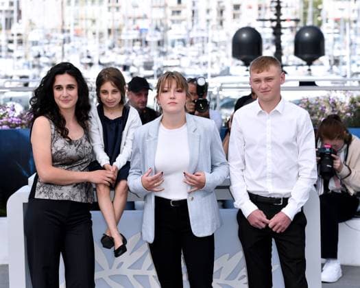 Cannes, 77th Cannes Film Festival 2024, Red carpet film Vingt Dieux (Holy Cow) In the photo: Louise Courvoisier, Luna Garret, MaÃ¯wene Barthelemy, Clement Faveau  Copyright: xAlbertoxTerenghix xipa-agency.nex xPoolxPhotoxEventsx03x IPA_Agency_IPA46172277