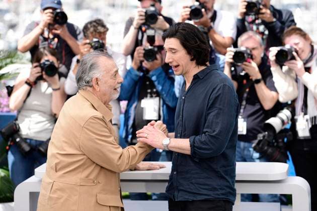 CANNES, FRANCE MAY 17 G D Francis FORD COPPOLA, director, Adam DRIVER, actor, during the photocall of the film Megalopolis in competition at the 77th Cannes Film Festival at the Palais des Festivals on May 17, 2024 in Cannes, France CELEBRITES 77eme Festival de Cannes Photocall 17 05 2024 ValentinaClaret Panoramic 