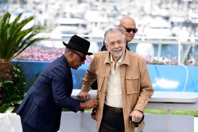 Giancarlo ESPOSITO, actor, Francis FORD COPPOLA, director, Laurence FISHBURNE, actor, during the photocall of the film Megalopolis in competition at the 77th Cannes Film Festival at the Palais des Festivals on May 17, 2024 in Cannes, France CELEBRITES 77eme Festival de Cannes Photocall 17 05 2024 ValentinaClaret Panoramic 