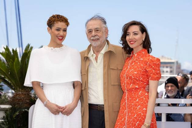 Cannes - Megalopolis Photocall Aubrey Plaza, Director Francis Ford Coppola and Nathalie Emmanuel attend the Megalopolis Photocall at the 77th annual Cannes Film Festival at Palais des Festivals on May 17, 2024 in Cannes, France. Photo by Shootpix ABACAPRESS.COM Cannes France  Copyright: xShootpix ABACAx