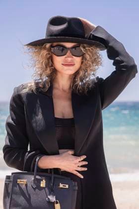 Cannes - Rose Bertrand At Hotel Martinez Exclusive Posing: Rose Bertrand poses in front the Hotel Martinez beach during 77th Cannes Film Festival in Cannes, France on May 17, 2024. Photo by Marco Piovanotto ABACAPRESS.COM Cannes France  Copyright: xPiovanottoxMarco ABACAx