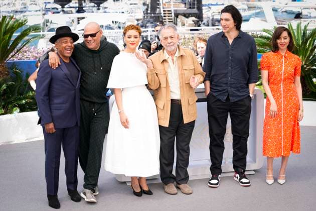 IPP Photo Daniele Cifala™ Cannes 17 05 2024 Megalopolis Photocall The 77th Annual Cannes Film Festival in the photo Giancarlo Esposito, Laurence Fishburne, Nathalie Emmanuel, Director Francis Ford Coppola, Adam Driver and Aubrey Plaza Italy Photo Press World Copyright