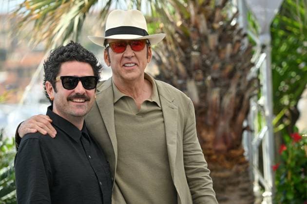 Cannes 2024 Photocall The Surfer Lorcan Finnegan, Nicolas Cage at the photocall of The Surfer during the 77th Cannes Film Festival in Cannes, France on May 17, 2024. Photo by Julien Reynaud APS-Medias ABACAPRESS.COM Cannes France  Copyright: xReynaudxJulien APS-Medias ABACAx
