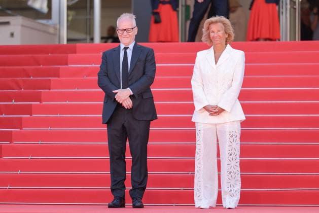 Cannes Three Kilometres To The End Of The World Screening DB Cannes Film Festival director Thierry Fremaux and President of the Festival Iris Knobloch attending the Trei Kilometri Pana La Capatul Lumii (Three Kilometres To The End Of The World) Red Carpet at the 77th annual Cannes Film Festival at Palais des Festivals on May 17, 2024 in Cannes, France. Photo by David Boyer ABACAPRESS.COM Cannes France  Copyright: xBoyerxDavid ABACAx