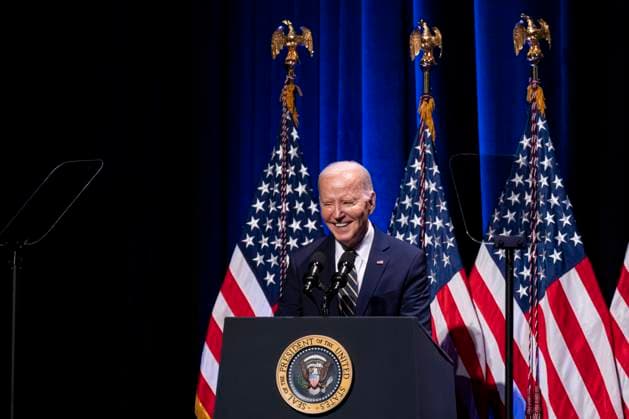 President Joe Biden speaks at the National Museum of African American History and Culture in Washington, DC, on Friday, May 17, 2024. Biden delivered remarks at an NAACP event marking the anniversary of Brown v. Board of Education at the Museum.  WAX20240517802 AlxDrago