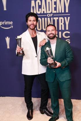 May 16, 2024, Frisco, Tx, USA: Dan Smyers and Shay Mooney of Dan + Shay, winners of the Duo of the Year award, pose in the press room during the 59th Academy of Country Music Awards at The Ford Center at The Star on May 16, 2024 in Frisco, Texas. Frisco USA - ZUMAs181 20240516_zea_s181_402 Copyright: xOzziexBx