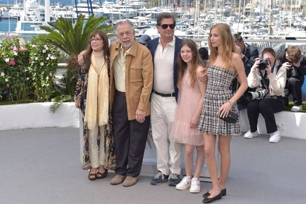 Talia Shire, Director Francis Ford Coppola, Roman Coppola, Cosima Mars and Romy Croquet attend the Megalopolis photocall at the 77th annual Cannes Film Festival at Palais des Festivals on Friday, May 17, 2024 in Cannes, France.  CAN20240517336 RoccoxSpaziani