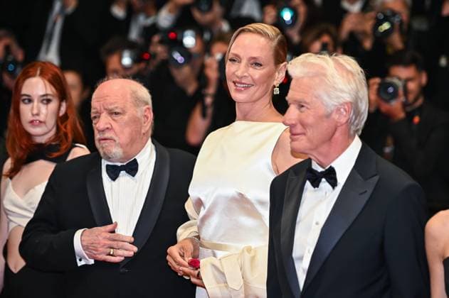 May 17, 2024, Cannes, Cannes, France: PENELOPE MITCHELL, PAUL SCHRADER, UMA THURMAN and RICHARD GERE attend the Oh, Canada Red Carpet at the 77th annual Cannes Film Festival at Palais des Festivals on May 17, 2024 in Cannes, France. Cannes France - ZUMAk160 20240517_zip_k160_030 Copyright: xStefanosxKyriazisx