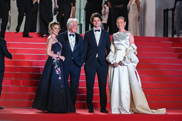 May 17, 2024, Cannes, Cannes, France: ALEJANDRA SILVA, RICHARD GERE, HOMER JAMES JIGME GERE and UMA THURMAN attend the Oh, Canada Red Carpet at the 77th annual Cannes Film Festival at Palais des Festivals on May 17, 2024 in Cannes, France. Cannes France - ZUMAk160 20240517_zip_k160_031 Copyright: xStefanosxKyriazisx