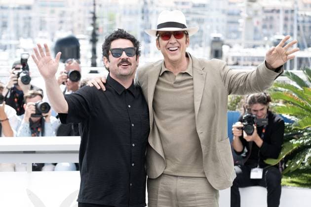 Annual Cannes Film Festival - The Surfer photocall - Cannes DN Lorcan Finnegan and Nicolas Cage attend the The Surfer photocall at the 77th annual Cannes Film Festival at Palais des Festivals on May 17, 2024 in Cannes, France. Photo by David NIVIERE ABACAPRESS.COM CANNES France  Copyright: xNivierexDavid ABACAPRESS.COMx