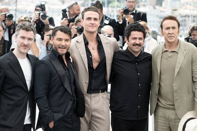 Annual Cannes Film Festival - The Surfer photocall - Cannes DN Thomas Martin, Justin Rosniak, Alexander Bertrand, Lorcan Finnegan and Nicolas Cage attend the The Surfer photocall at the 77th annual Cannes Film Festival at Palais des Festivals on May 17, 2024 in Cannes, France. Photo by David NIVIERE ABACAPRESS.COM CANNES France  Copyright: xNivierexDavid ABACAPRESS.COMx
