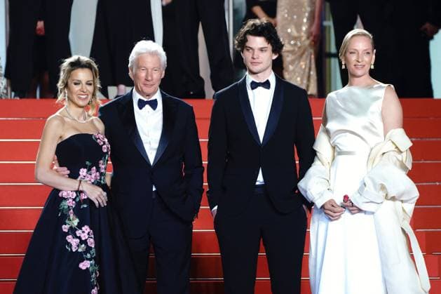 Cannes, France 17th May, 2024 Alejandra Silva, Richard Gere, Homer James Jigme Gere and Uma Thurman attends Oh, Canada Screening red carpet at the 77th annual Cannes Film Festival at Palais des Festivals on May 17, 2024 in Cannes, France CINEMA 77eme Festival de Cannes Red Carpet du film Oh, Canada 17 05 2024 NorbertScanella Panoramic 