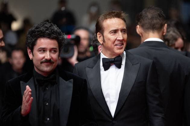 M MontÃ e des marches du film Â The Surfer Â lors du 77eme Festival International du Film de Cannes Lorcan Finnegan, Nicolas Cage MontÃ e des marches du film Â The Surfer Â lors du 77eme Festival International du Film de Cannes, au Palais des Festivals Ã Cannes On may 17th 2024 Jacovides Moreau Bestimage Red carpet of the movie Â The Surfer Â during the 77th Cannes International Film Festival at the Palais des Festivals in Cannes, France On may 17th 2024 Cannes France  Copyright: xJACOVIDES-MOREAUx xBESTIMAGExJACOVIDES-MOREAUx xBESTIMAGEx