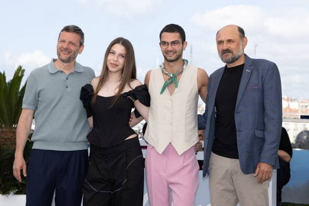 Cannes - Three Kilometres To The End Of The World Photocall Bogdan Dumitrache, Ingrid Micu-Berescu, Ciprian Chiujdea and Valeriu Andriuta attend the Trei Kilometri Pana La Capatul Lumii (Three Kilometres To The End Of The World) Photocall at the 77th annual Cannes Film Festival at Palais des Festivals on May 18, 2024 in Cannes, France. Photo by Shootpix ABACAPRESS.COM Cannes France  Copyright: xShootpix ABACAx