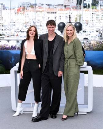 77th Cannes Film Festival 2024 Photocall film Armand Cannes, 77th Cannes Film Festival 2024 Photocall film Armand In the photo: Ellen Dorrit Petersen, Halfdan Ullmann Tondel, Renate Reinsve Cannes France  Copyright: xIPA ABACAx