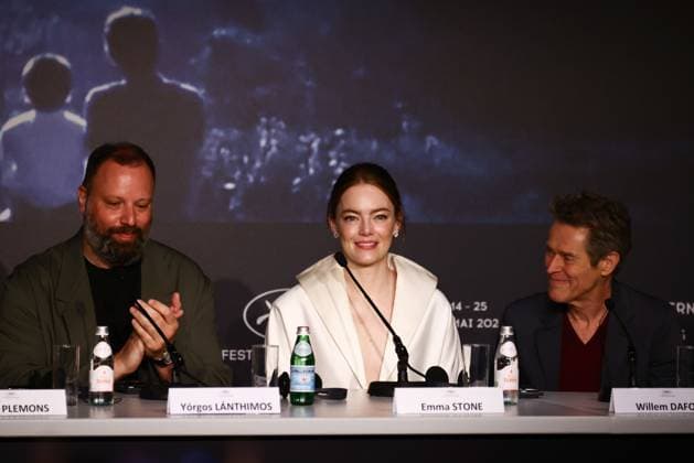 May 18, 2024, Cannes, France: Yorgos Lanthimos, Emma Stone and Willem Dafoe attend the Kinds Of Kindness Press Conference during the 77th annual Cannes Film Festival at Palais des Festivals on May 18, 2024 in Cannes, France. Cannes France - ZUMAz156 20240518_zip_z156_006 Copyright: xBeataxZawrzelx
