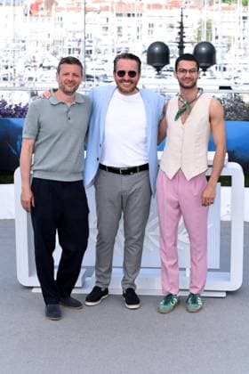 Cannes, France: Cannes, 77th Cannes Film Festival 2024 Photocall film Trei Kilometers Pana La Capatul Lumii (Three Kilometers To The End Of The World) In the photo: Bogdan Dumitrache, Emanuel Parvu, Ciprian Chiujdea Cannes France  - ZUMAp169 20240518_zea_p169_632 Copyright: xAlbertoxTerenghix