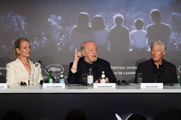 Cannes - Oh, Canada Press Conference Uma Thurman, Paul Schrader and Richard Gere attending Oh, Canada press conference during the 77th annual Cannes Film Festival at the Palais des Festivals, in Cannes France, on May 18 2024. Photo by JM Haedrich Pool ABACAPRESS.COM Cannes France  Copyright: xPool ABACAx