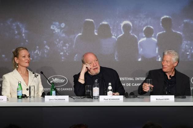 Cannes - Oh, Canada Press Conference Uma Thurman, Paul Schrader and Richard Gere attending Oh, Canada press conference during the 77th annual Cannes Film Festival at the Palais des Festivals, in Cannes France, on May 18 2024. Photo by JM Haedrich Pool ABACAPRESS.COM Cannes France  Copyright: xPool ABACAx