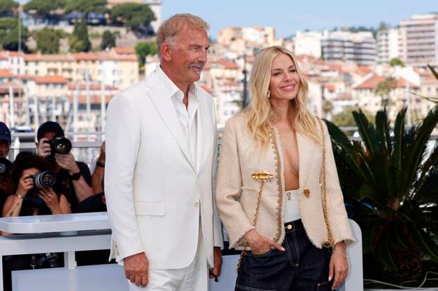 Kevin Costner and Sienna Miller at the photocall for the movie Horizon An American Saga at the Festival de Cannes 2024 77 Cannes International Film Festival at the Palais des Festivals Cannes, 19 05 2024 Foto:xD.xBedrosianx xFuturexImagex horizon_4511