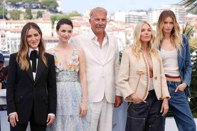 Isabelle Fuhrman, Ella Hunt, Kevin Costner, Sienna Miller and Abbey Lee Kershaw at the photocall for the feature film Horizon An American Saga at the Festival de Cannes 2024 77 Cannes International Film Festival at the Palais des Festivals Cannes, 19 05 2024 Foto:xD.xBedrosianx xFuturexImagex horizon_4515
