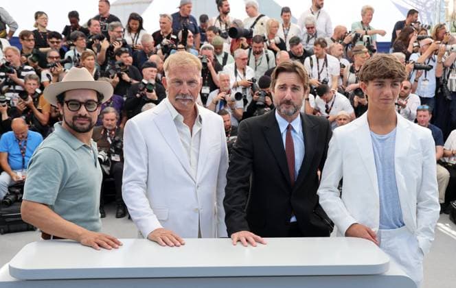 Photocall of the film Horizon An American Saga at the 77th Cannes International Film Festival Alejandro Edda, Kevin Costner, Luke Wilson and Hayes Costner Cannes France  Copyright: xJACOVIDES-MOREAUx xBESTIMAGExJACOVIDES-MOREAUx xBESTIMAGEx