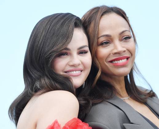 American actress singer Selena Gomez and actress Zoe Saldana attend the photo call for Emilia Perez at the 77th Cannes Film Festival in Cannes, France on Sunday, May 19, 2024.  CAN20240519117 RUNExHELLESTAD