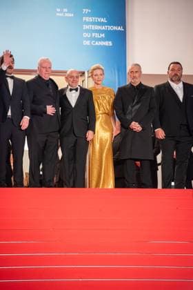 Rumours Red Carpet - The 77th Annual Cannes Film Festival in Cannes - 19 May 2024 Denis Menochet, Rolando Ravello, Cate Blanchett, Evan Johnson, Guy Maddin attend the Rumours Red Carpet at the 77th annual Cannes Film Festival at Palais des Festivals. Cannes France Copyright: xLoredanaxSangiulianox xSOPAxImagesx LSangiuliano-6624