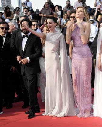 Cannes, 77th Cannes Film Festival 2024, Red carpet film Horizon: An American Saga In the photo: Alejandro Edda, Ella Hunt, Abbey Lee Kershaw  Copyright: xAlbertoxTerenghix xipa-agency.nex xPoolxPhotoxEventsx03x IPA_Agency_IPA46269839