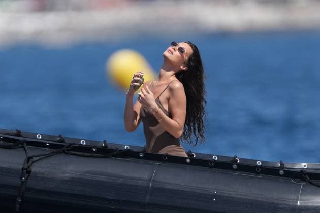 Bella Hadid at Eden Roc Hotel And Aboard Boat - Antibes Bella Hadid enjoys boat ride near Eden Roc Hotel during the 77th annual Cannes film festival in Antibes, France on May 19, 2024. Photo by ABACAPRESS.COM Cannes France  Copyright: xABACAx
