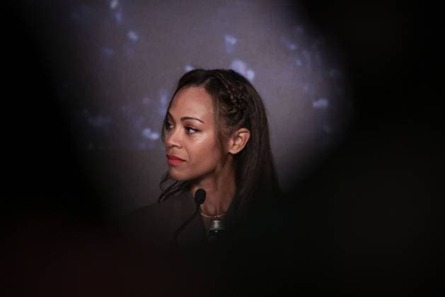 Cannes Emilia Perez Press Conference DB Zoe Saldana attending the Emilia Perez press conference ahead of the 77th annual Cannes Film Festival at Palais des Festivals on May 19, 2024 in Cannes, France. Photo by Davids Boyer ABACAPRESS.COM Cannes France  Copyright: xBoyerxDavid ABACAx