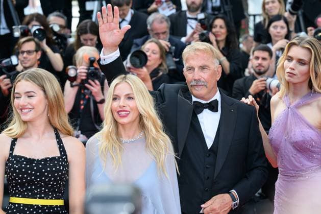 Cannes Horizon: An American Saga Red Carpet NG Kevin Costner and Sienna Miller attending the ?Horizon: An American Saga? Screening and Red Carpet at Palais Des Festivals in Cannes, France on May 19 2024 as part of the 77th Cannes Film Festival. Photo by Nicolas Genin ABACAPRESS.COM Cannes France  Copyright: xGeninxNicolas ABACAx