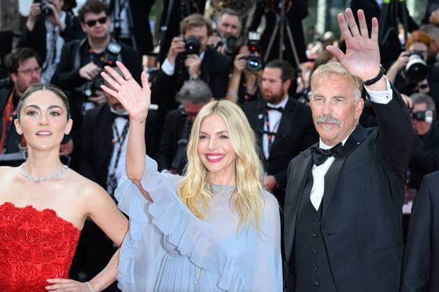Cannes Horizon: An American Saga Red Carpet NG Sienna Miller, Kevin Costner and Isabelle Fuhrman attending the ?Horizon: An American Saga? Screening and Red Carpet at Palais Des Festivals in Cannes, France on May 19 2024 as part of the 77th Cannes Film Festival. Photo by Nicolas Genin ABACAPRESS.COM Cannes France  Copyright: xGeninxNicolas ABACAx
