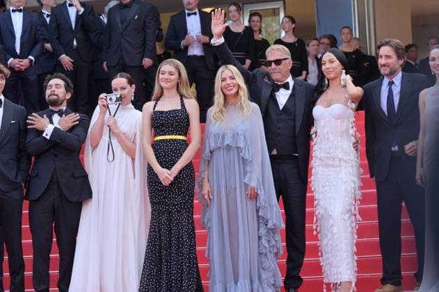 Horizon: An American Saga premiere at 77th Festival de Cannes - Cannes, France CANNES, FRANCE. May 19, 2024: Hayes Costner, Alejandro Edda, Jena Malone, Georgia MacPhail, Sienna Miller, Kevin Costner, Wase Chief & Luke Wilson at the Horizon: An American Saga premiere at the 77th Festival de Cannes. Picture: Paul Smith Featureflash Cannes France  Copyright: xPaulxSmithx xFeatureflashx
