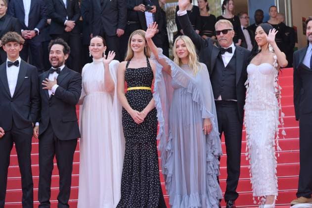 Horizon: An American Saga premiere at 77th Festival de Cannes - Cannes, France CANNES, FRANCE. May 19, 2024: Hayes Costner, Alejandro Edda, Jena Malone, Georgia MacPhail, Sienna Miller, Kevin Costner & Wase Chief at the Horizon: An American Saga premiere at the 77th Festival de Cannes. Picture: Paul Smith Featureflash Cannes France  Copyright: xPaulxSmithx xFeatureflashx