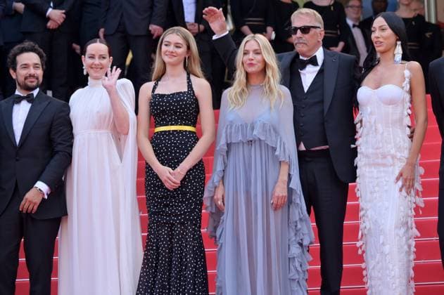 Horizon: An American Saga premiere at 77th Festival de Cannes - Cannes, France CANNES, FRANCE. May 19, 2024: Hayes Costner, Alejandro Edda, Jena Malone, Georgia MacPhail, Sienna Miller, Kevin Costner & Wase Chief at the Horizon: An American Saga premiere at the 77th Festival de Cannes. Picture: Paul Smith Featureflash Cannes France  Copyright: xPaulxSmithx xFeatureflashx