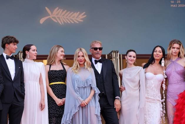 Cannes - Horizon: An American Saga Screening Alejandro Edda, Hayes Costner, Jena Malone, Georgia MacPhail, Sienna Miller, Kevin Costner, Ella Hunt, WasÃ Chief, Abbey Lee Kershaw, Isabelle Fuhrman and Luke Wilson attend the Horizon: An American Saga Red Carpet at the 77th annual Cannes Film Festival at Palais des Festivals on May 19, 2024 in Cannes, France. Photo by Shootpix ABACAPRESS.COM Cannes France  Copyright: xShootpix ABACAx