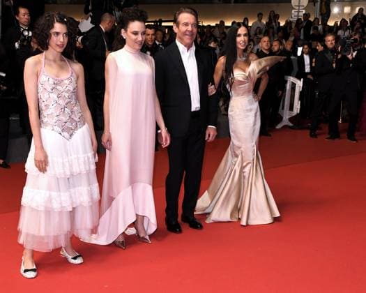Cannes, 77th Cannes Film Festival 2024, Red carpet film The Substance In the photo: Dennis Quaid, Margaret Qualley, Coralie Fargeat, Demi Moore  Copyright: xSimonexComix xipa-agency.netx xPoolxPhotoxEventsx03x IPA_Agency_IPA46279297