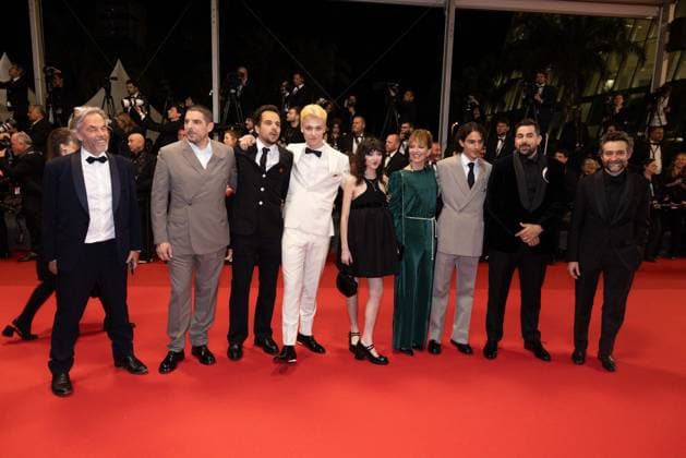 Cannes The Substance DB Amaury Foucher, Antoine Chevrollie, Sayyid El Alami, Leonie Dahan-Lamort, Artus Solaro, Mathieu Demy and Nicolas Blanc attends the The Substance Red Carpet at the 77th annual Cannes Film Festival at Palais des Festivals on May 19, 2024 in Cannes, France. Photo by Davids Boyer ABACAPRESS.COM Cannes France  Copyright: xBoyerxDavid ABACAx