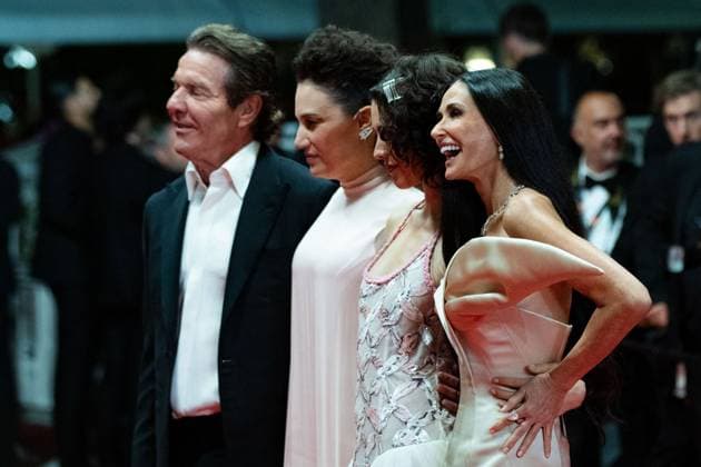 Cannes The Substance Premiere Coralie Fargeat, Dennis Quaid, Margaret Qualley and Demi Moore attending The Substance Premiere as part of the 77th Cannes International Film Festival in Cannes, France on May 15, 2024. Photo by Aurore Marechal ABACAPRESS.COM Cannes France  Copyright: xMarechalxAurore ABACAx